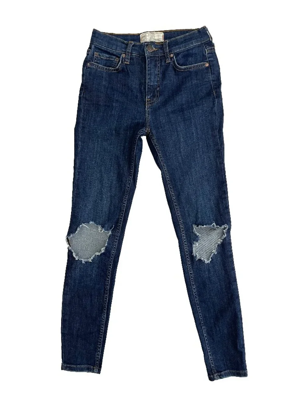 Free People Distressed Skinny Jeans Dark Wash Size 25